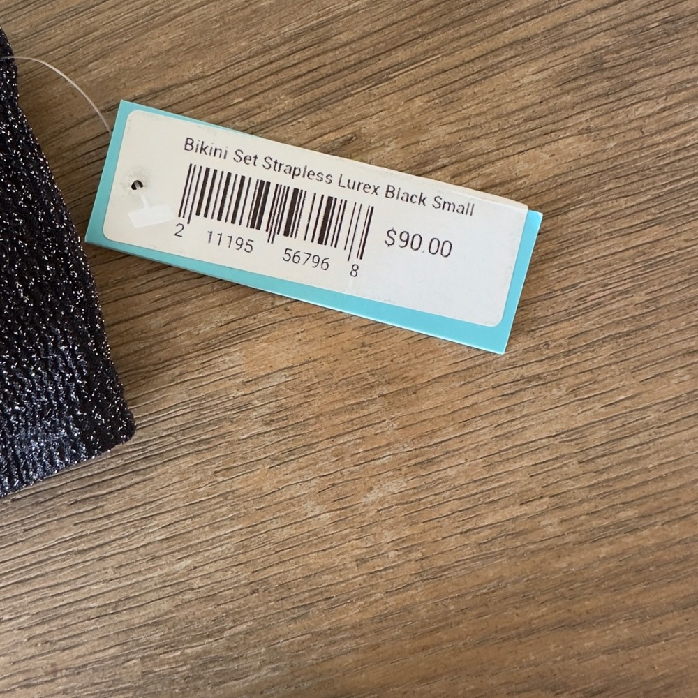 CorpoBonito By Andreia Black Lurex Bikini-Strapless Top‎ & High Waist Brief-$90 - Picture 3 of 13